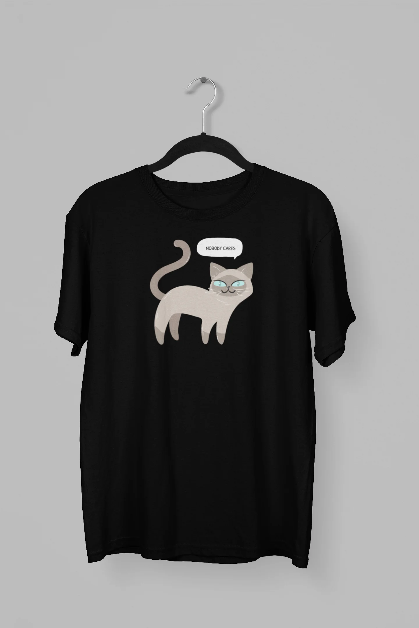 Remera de Gato con la frase Nobody Care