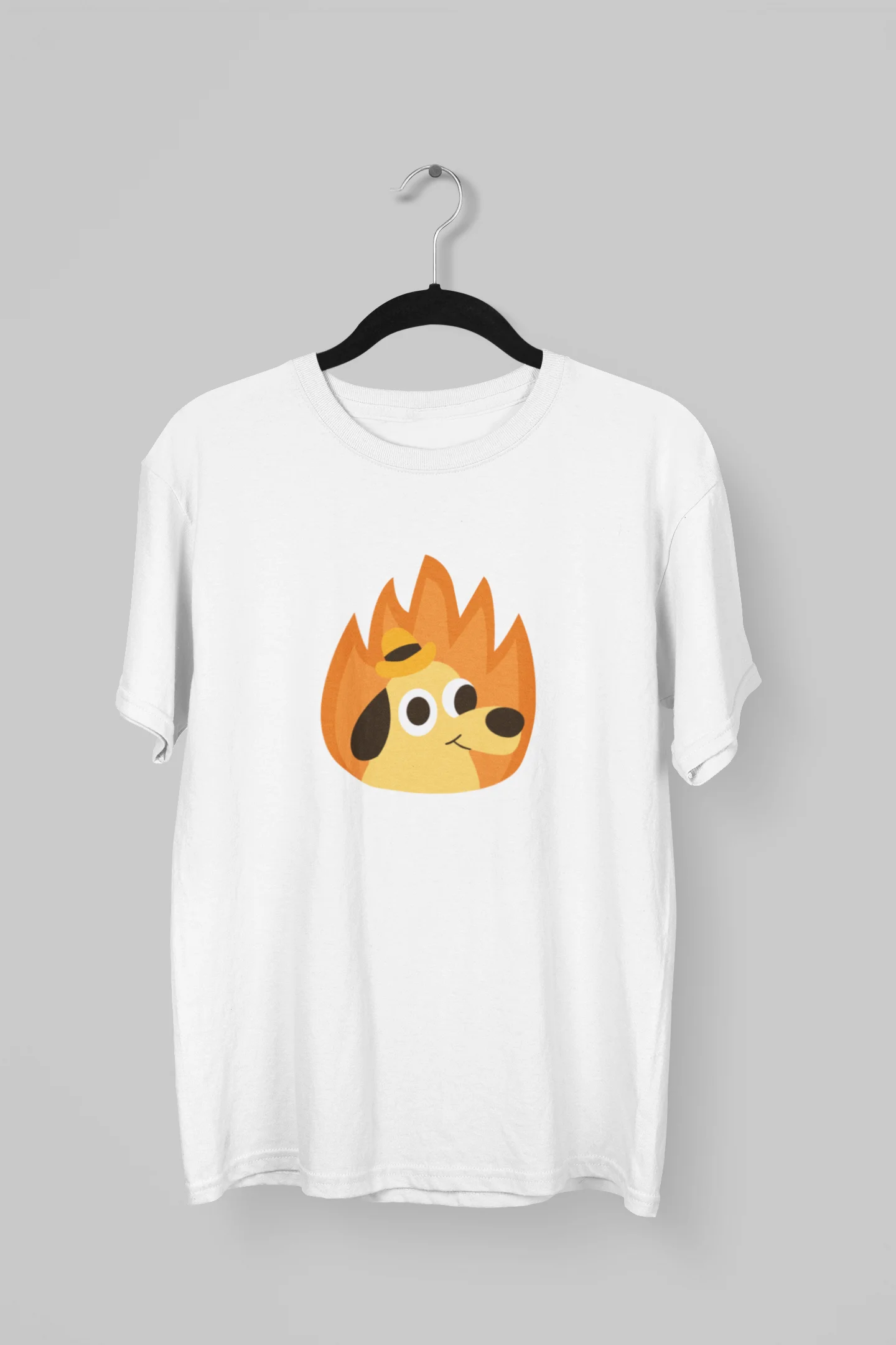 Remera de meme de Perrito en llamas