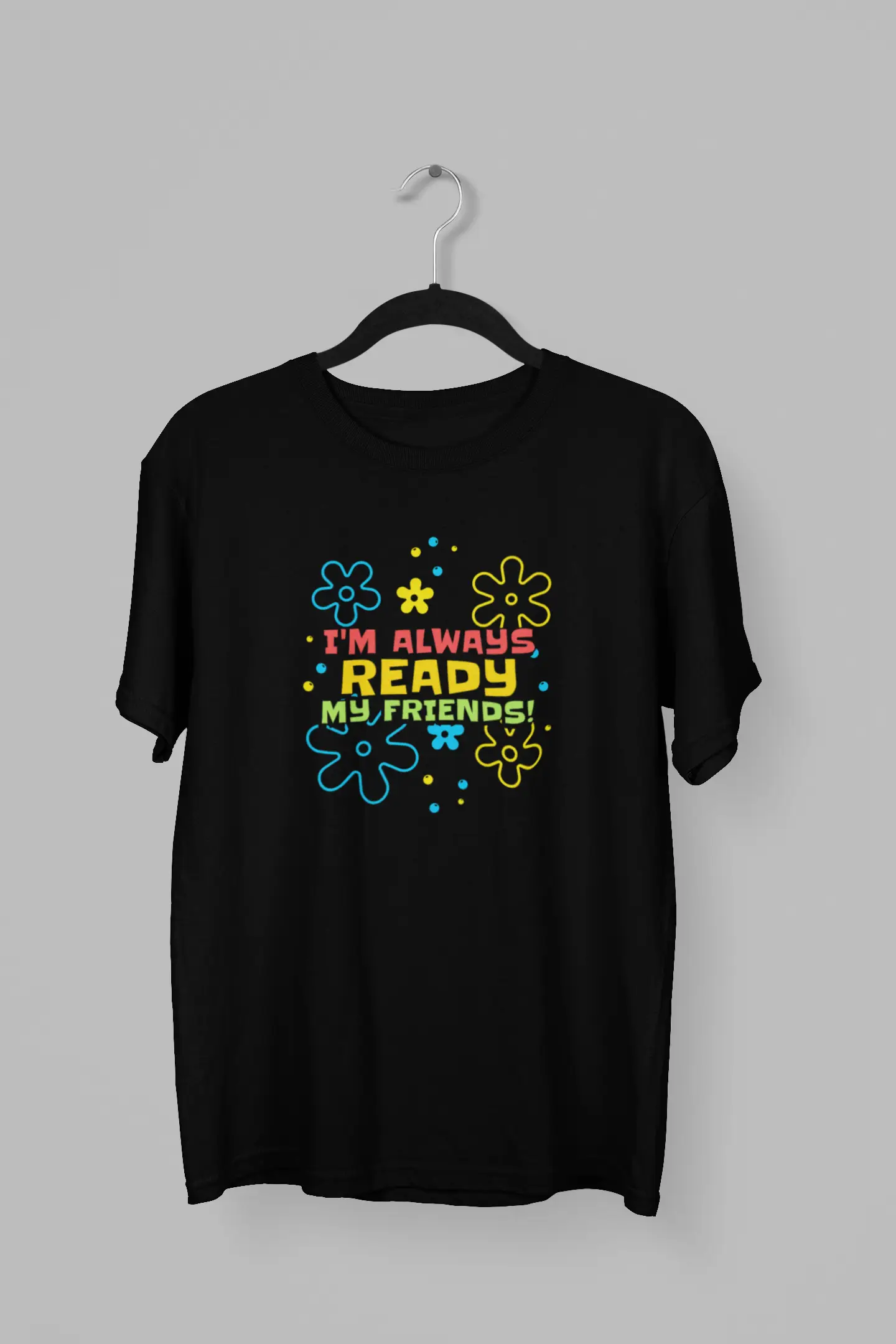 Remera con frase colorida