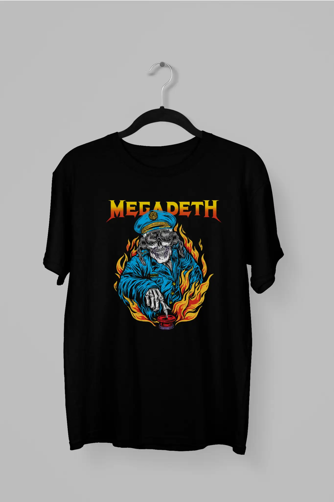 Remera de Megadeth con calavera policía