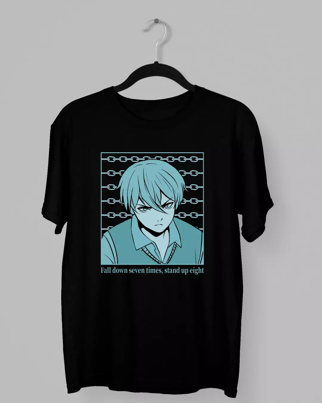 Remera con la frase Fall down seven times stan up eight