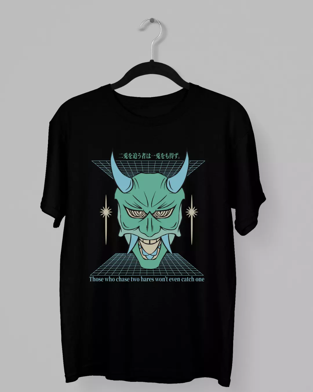 Remera con el rostro de un demonio japones riendose