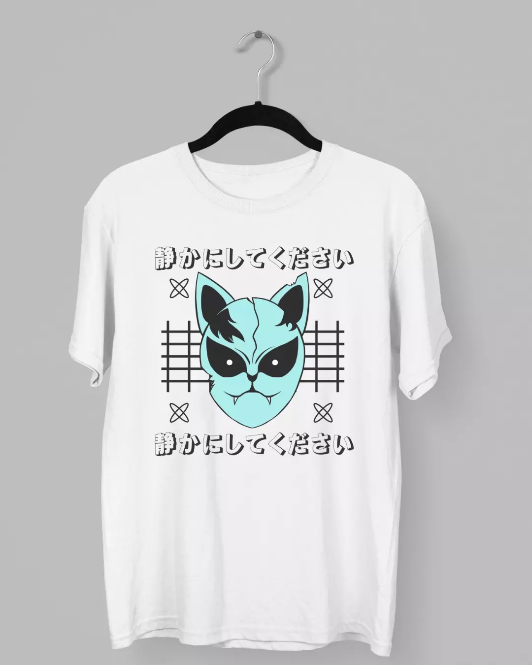 Remera de una mascara rota de un gato malvado