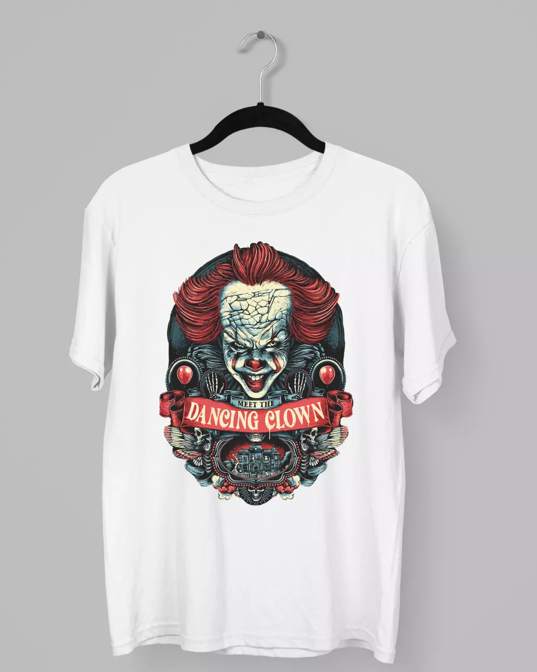 Remera con el rostro de Pennywise y la frase Meet the Dancing Clown