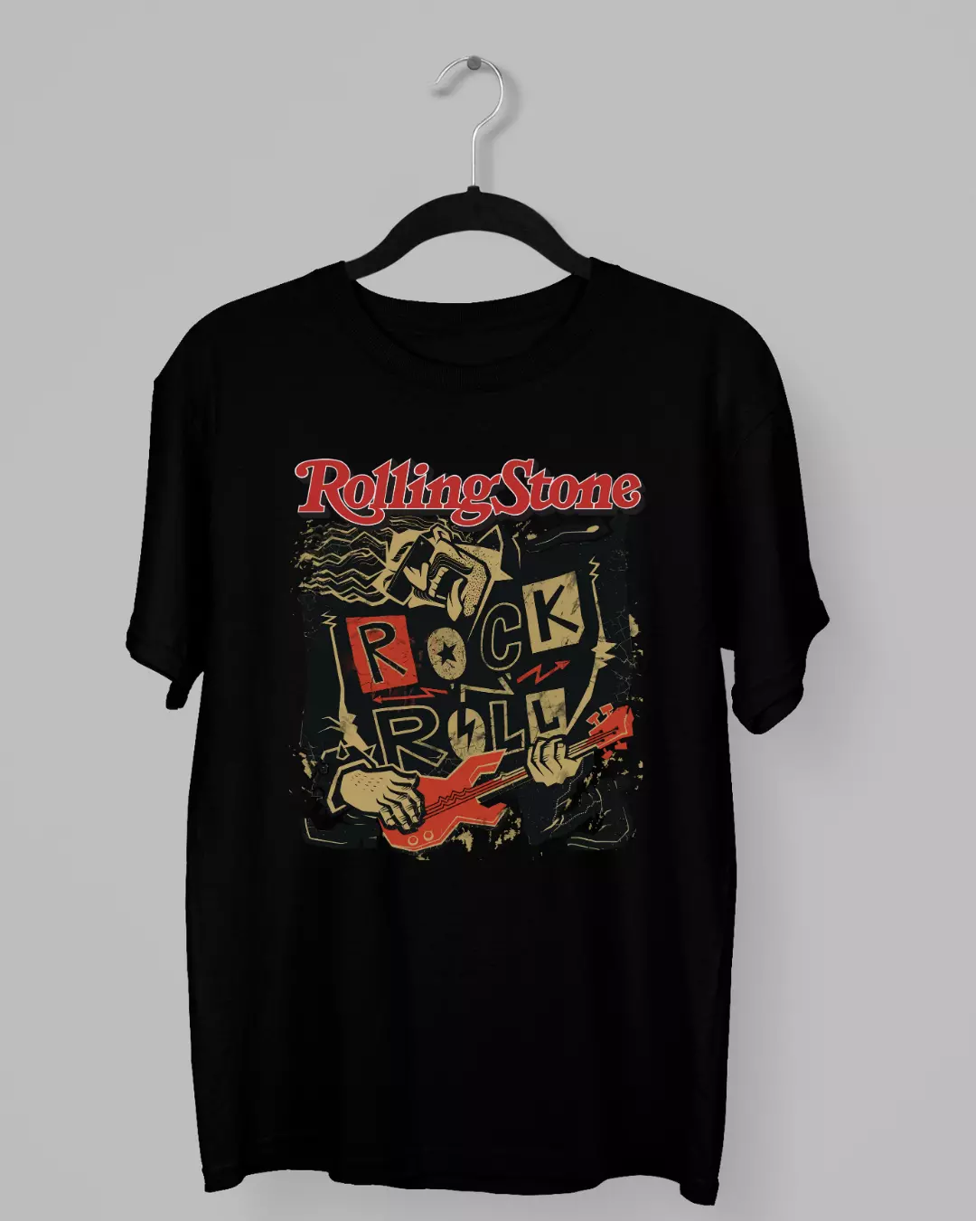 Remera de los Rolling Stones con un hombre tocando la guitarra