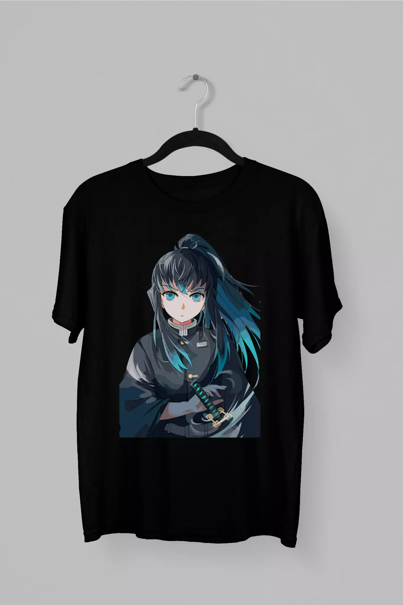 Remera de Tokito de Demon Slayer con su espada y mirando de frente