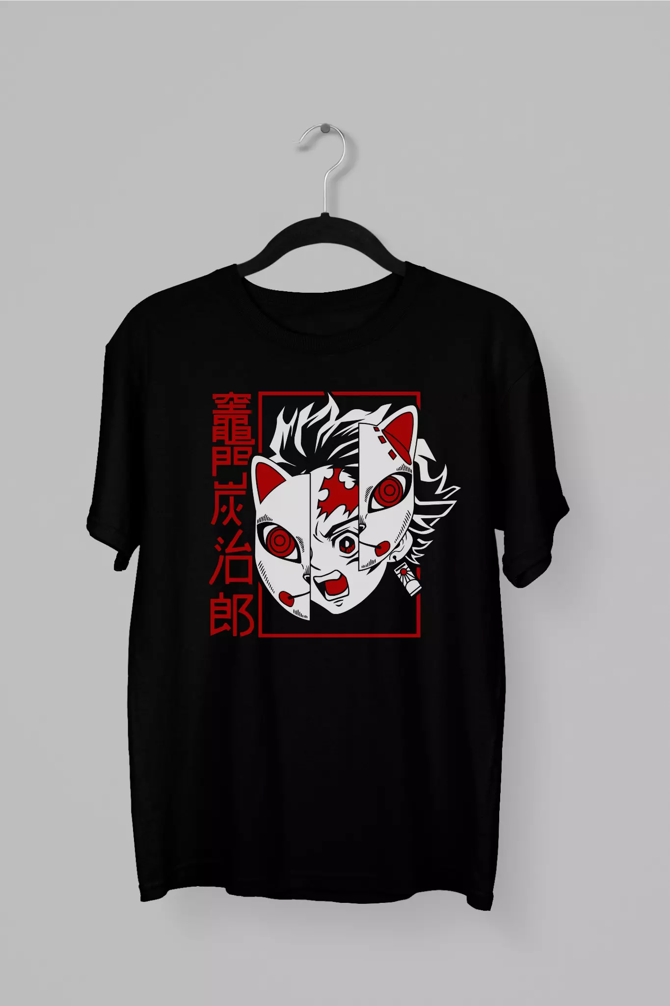 Remera de Tanjiro de Demon Slayer gritando con mascara