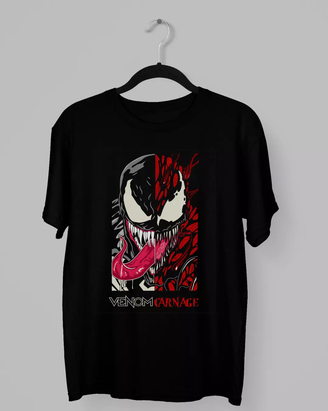 Remera con la mitad del rostro de Venom y Carnage