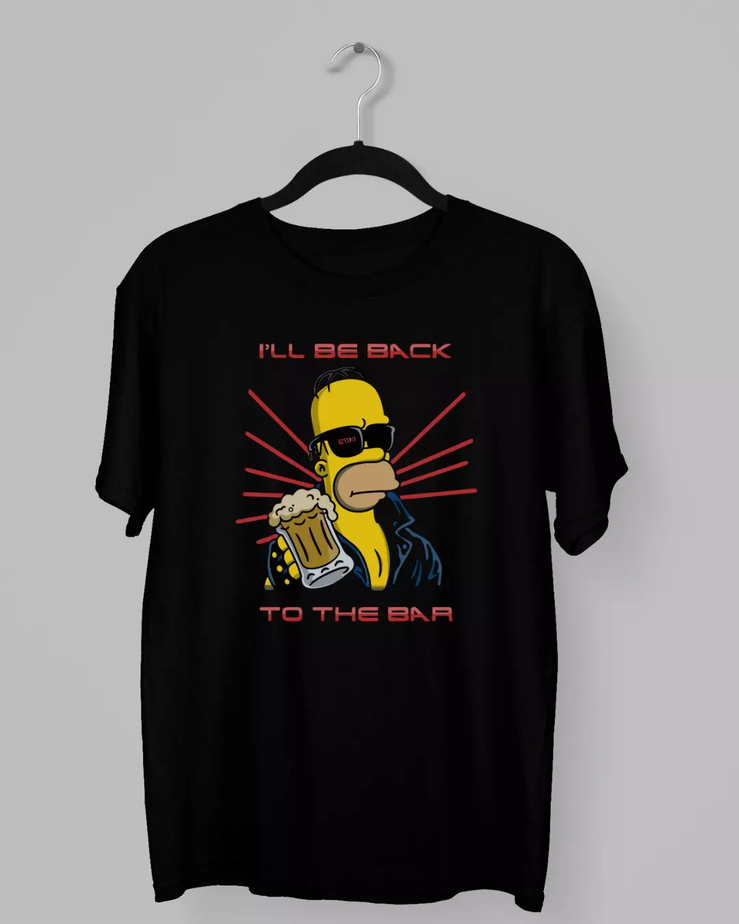 Remera con la frase I'll be back to the bar con Homero Simpson