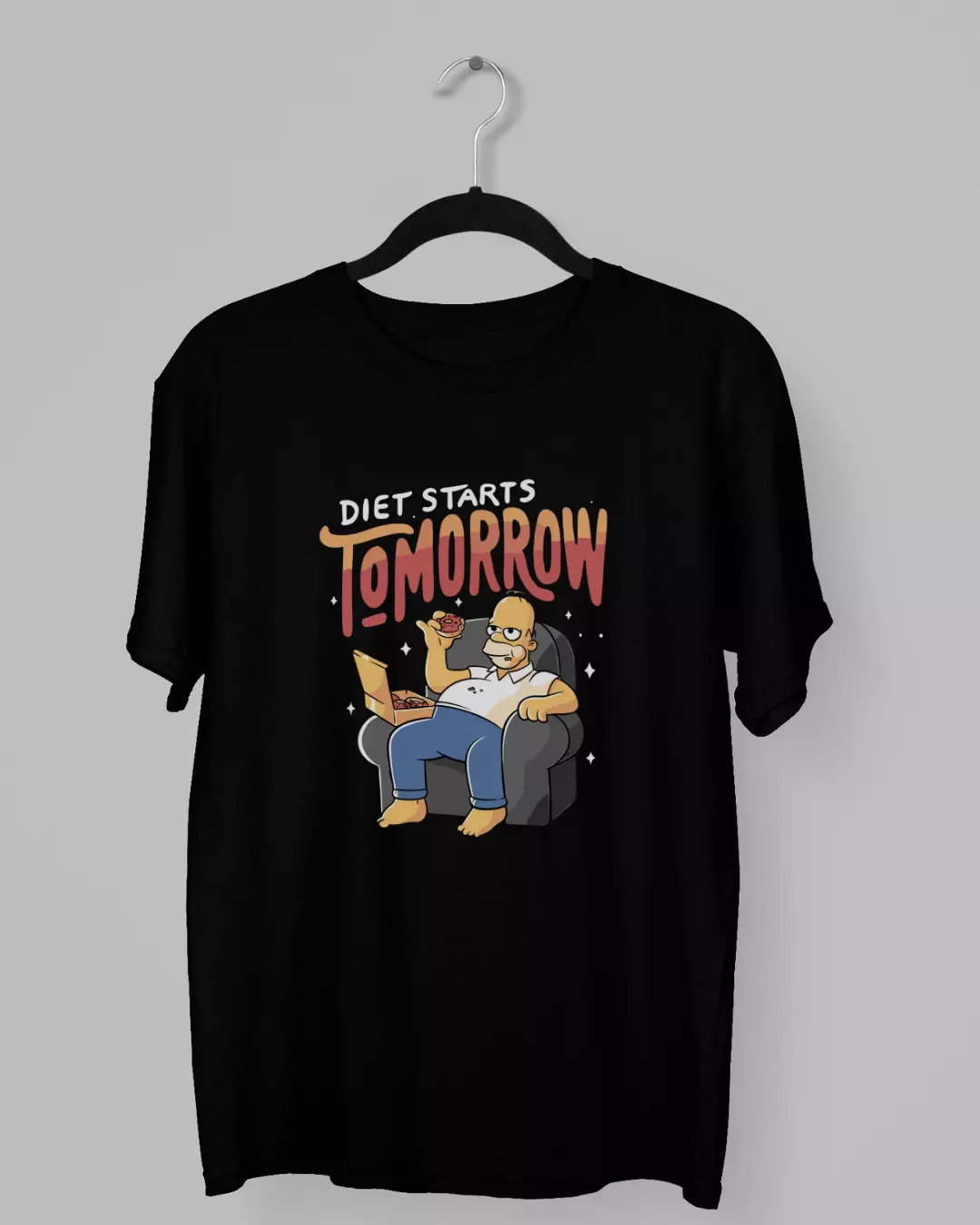 Remera de Homero Simpson sentado comiendo donas