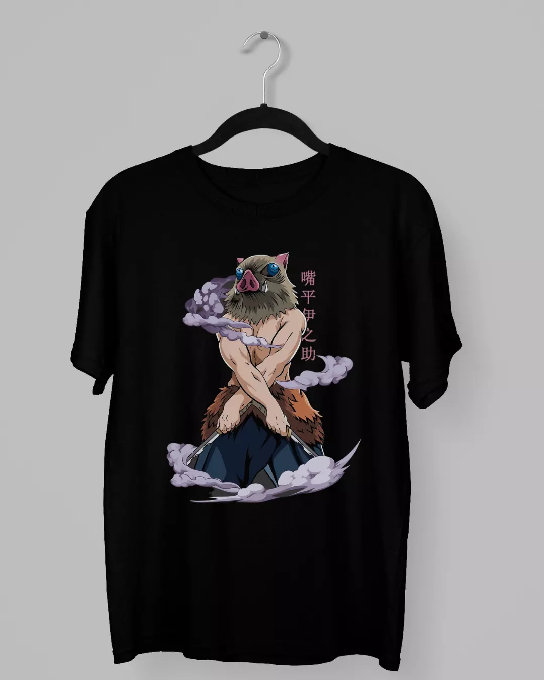 Remera de Inosuke sin remera en posicion de pelea