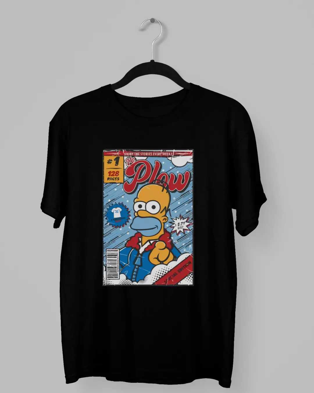 Remera con la imagen de Homero Simpson en una portada de historieta