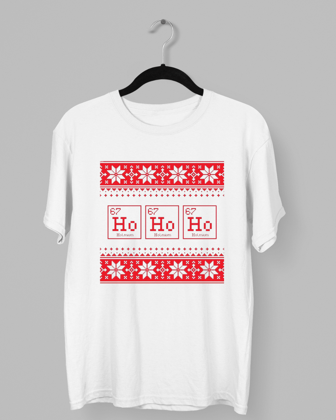 Remera de Navidad Ho Ho Ho haciendo parodia a la tabla periodica