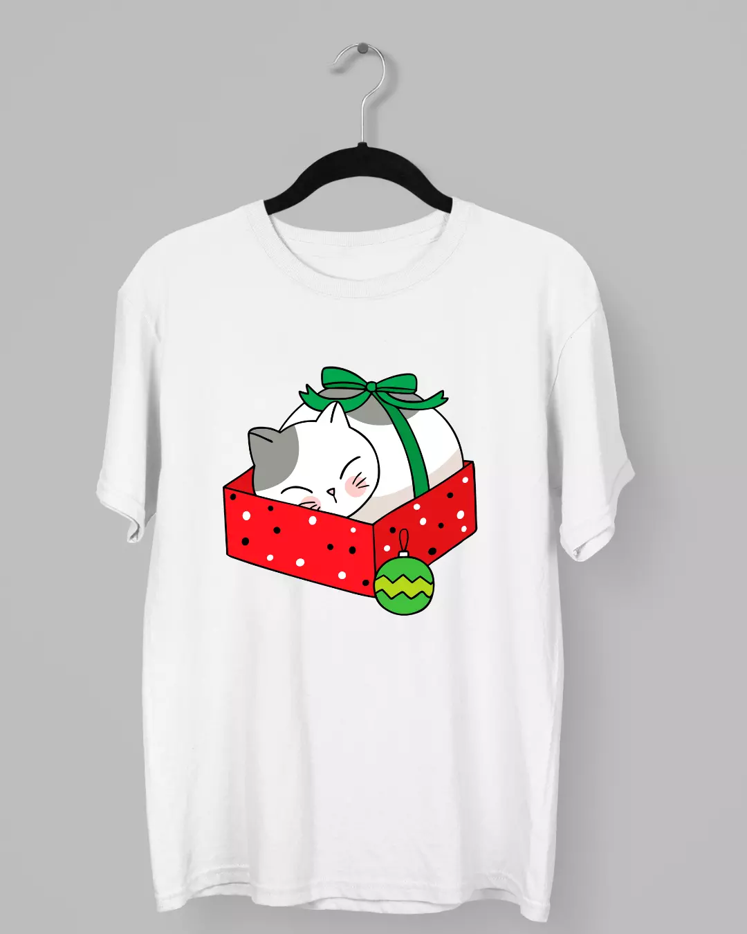 Remera de un Gatito dentro de una caja de navidad