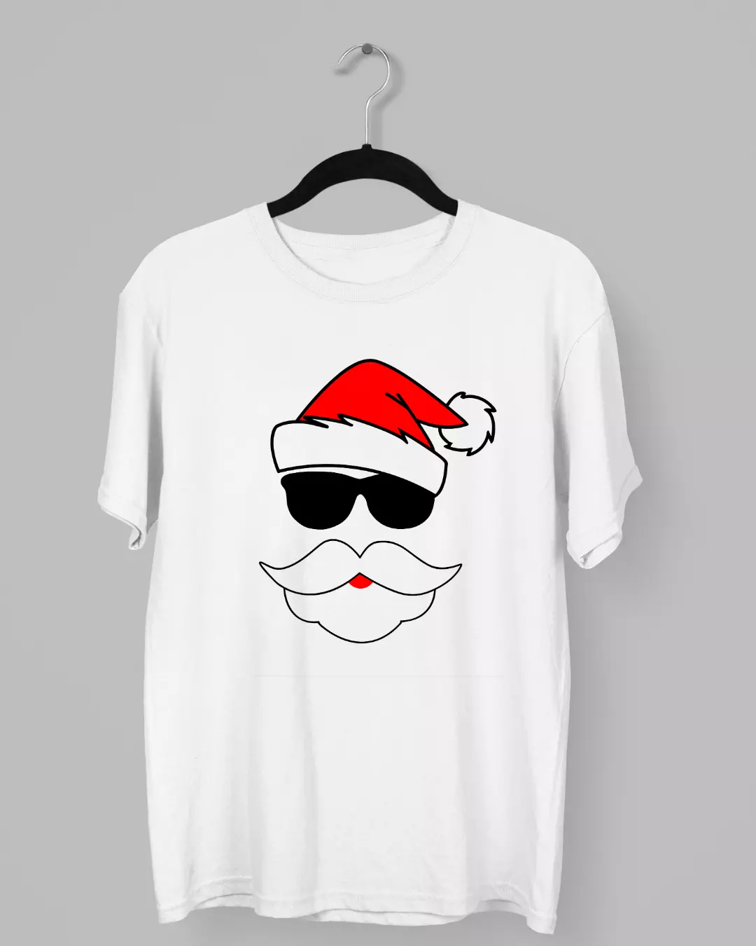 Remera con el rostro de Papa Noel con lentes de sol
