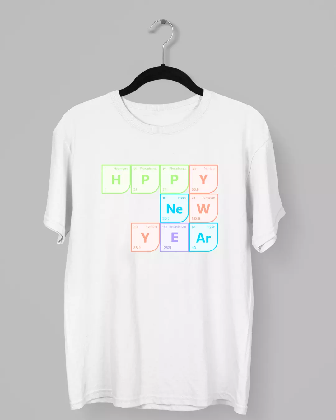 Remera con la frase Happy New Year en formato calendario