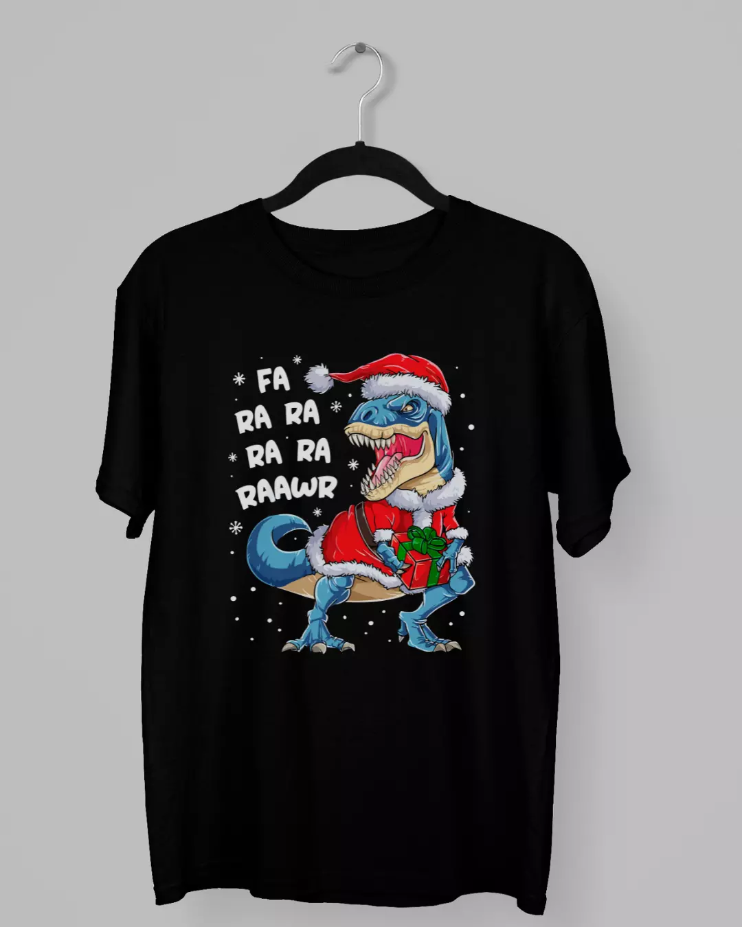 Remera de un Dinosaurio con traje navideño